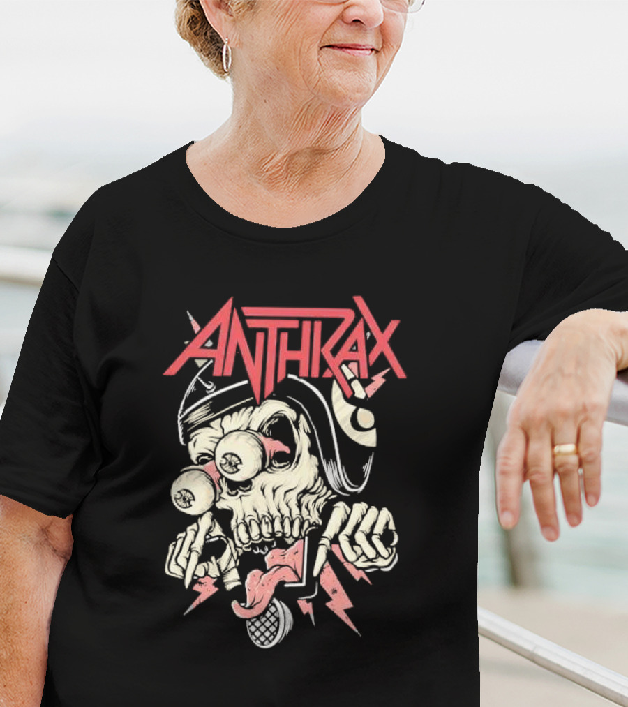 Anthrax Skull With Exploding Eyes And Microphone T-Shirt