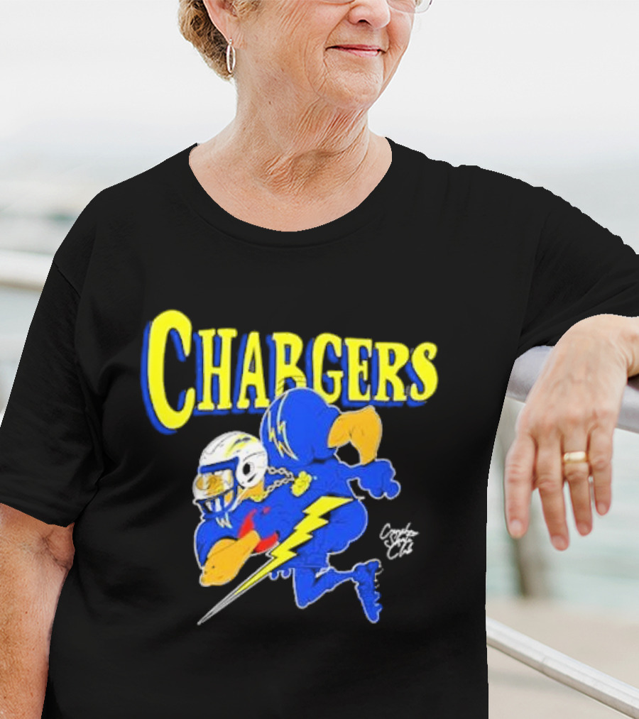Chargers Crenshaw Skate Club Football Player Lightning T-Shirt