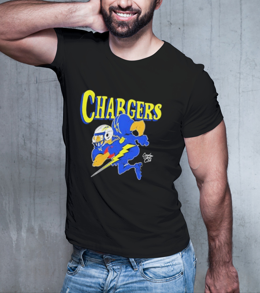 Chargers Crenshaw Skate Club Football Player Lightning T-Shirt