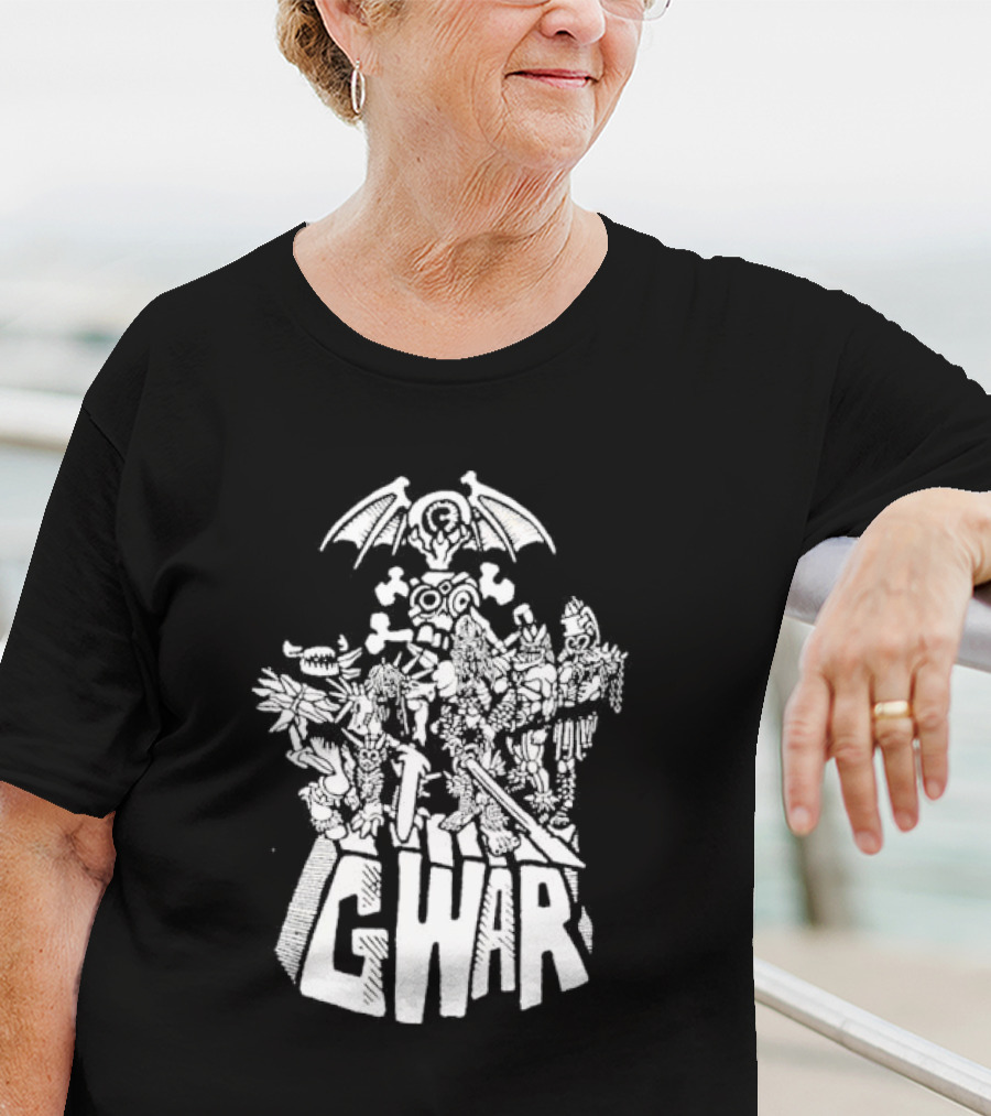 Gwar 1994 Glow In The Dark Band Art With Monsters And Bat Wings T-Shirt