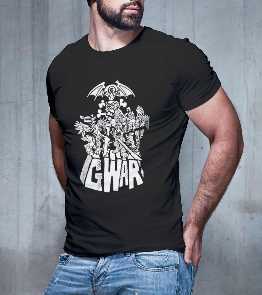 Gwar 1994 Glow In The Dark Band Art With Monsters And Bat Wings T-Shirt