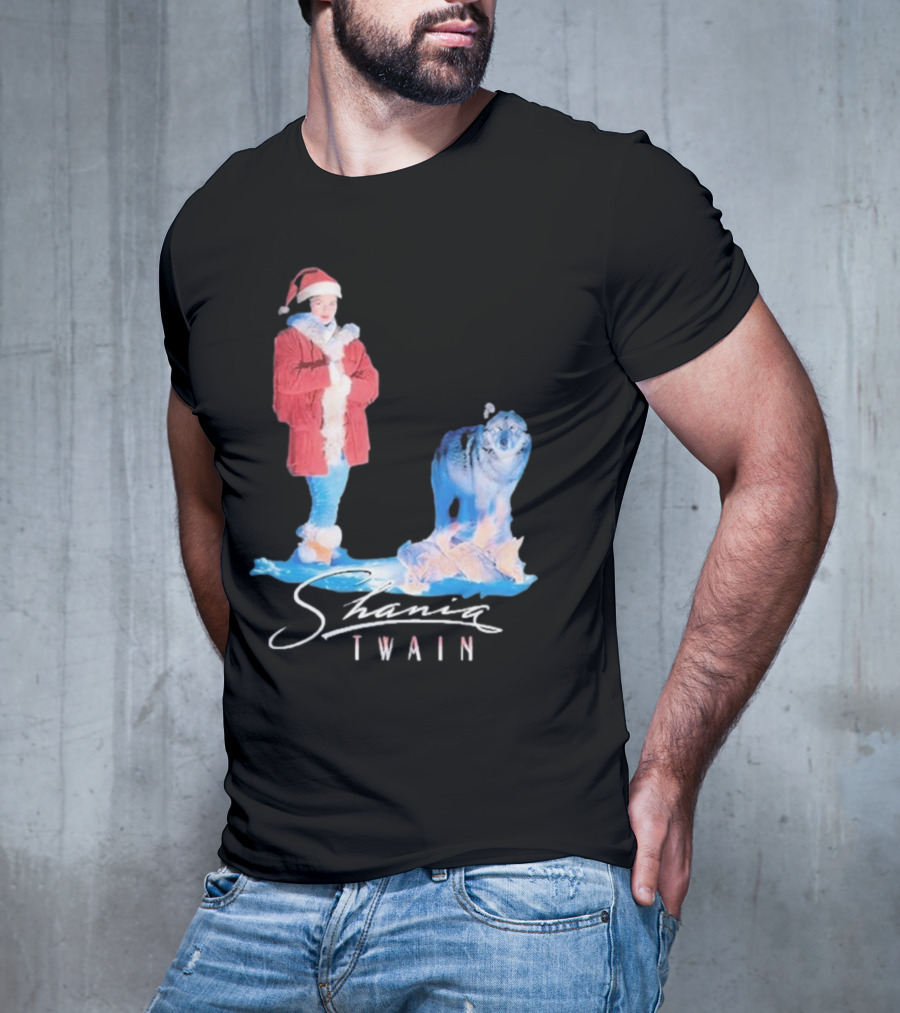 Shania Twain Holiday Santa Suit And Wolf T-Shirt