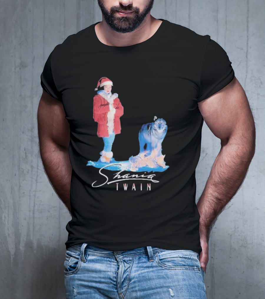 Shania Twain Holiday Santa Suit And Wolf T-Shirt