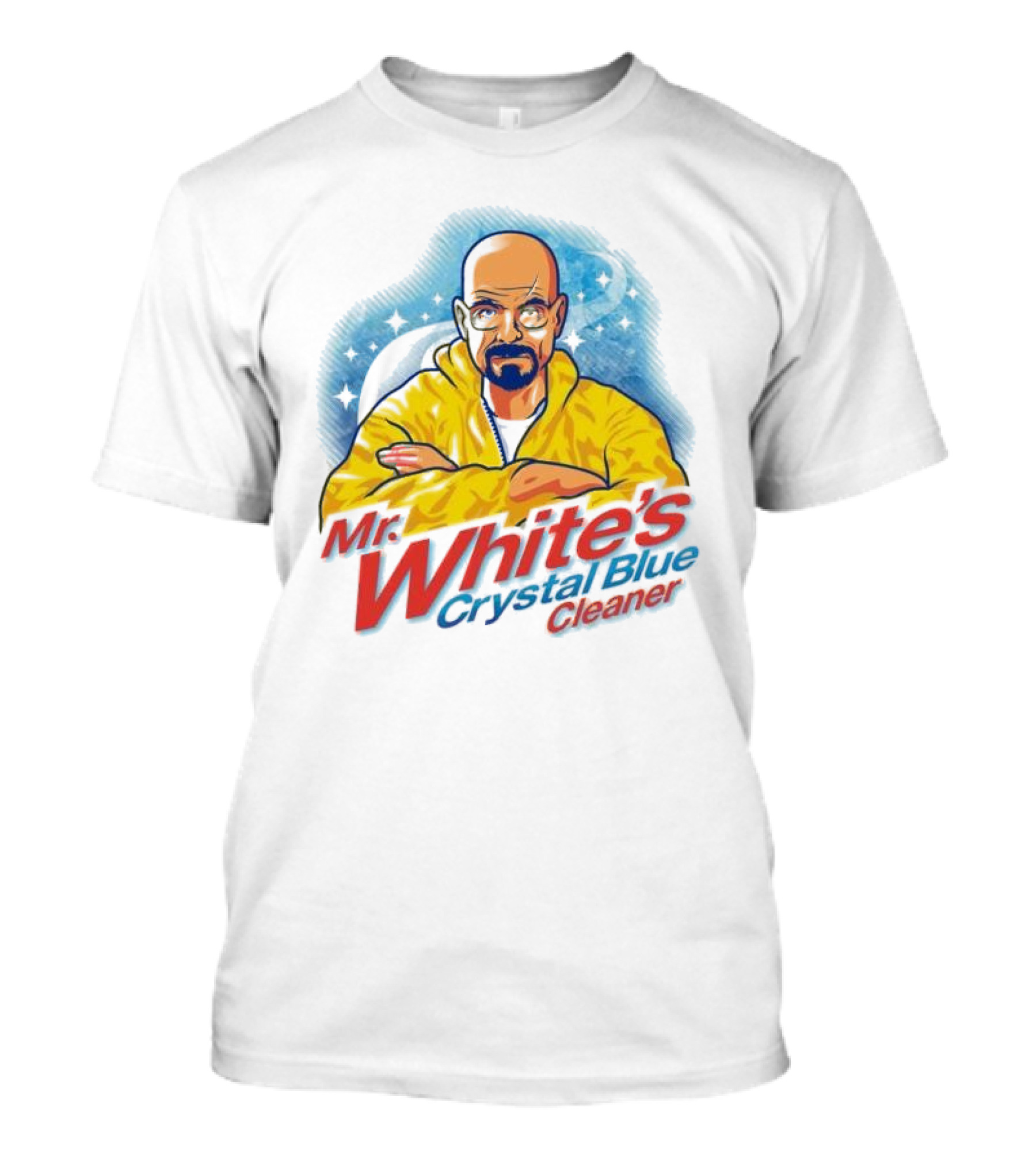 Mr. White's Crystal Blue Cleaner Breaking Bad Iconic Yellow Jacket Character T-Shirt