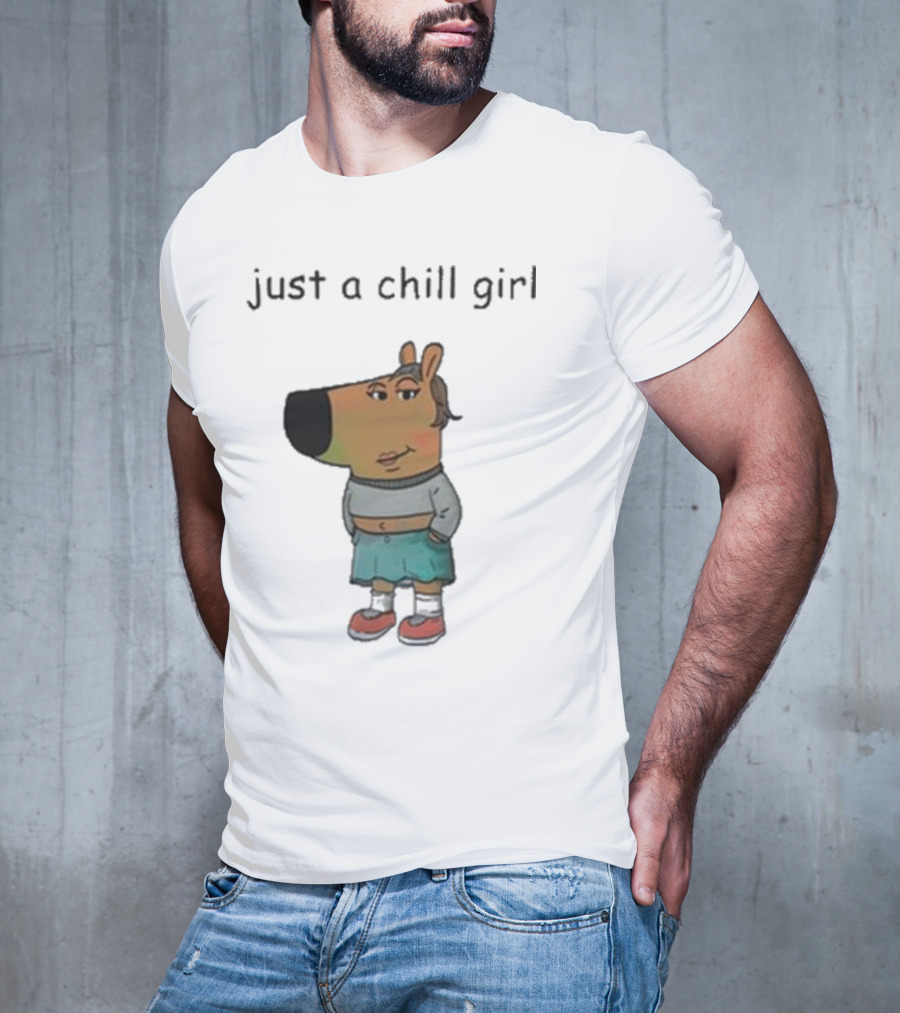Just A Chill Girl Sweatshirt Wearing Character With Crossed Arms And Sneakers T-Shirt