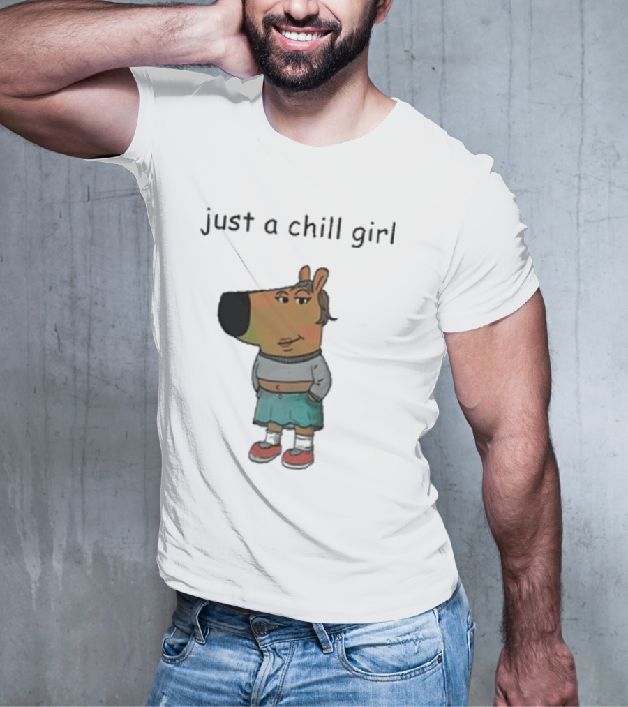 Just A Chill Girl Sweatshirt Wearing Character With Crossed Arms And Sneakers T-Shirt
