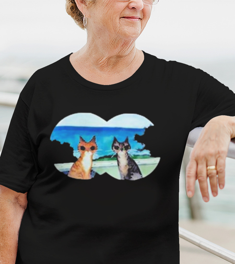 Kelly Pringle Private Conversation Ocean Cats Binocular View T-Shirt