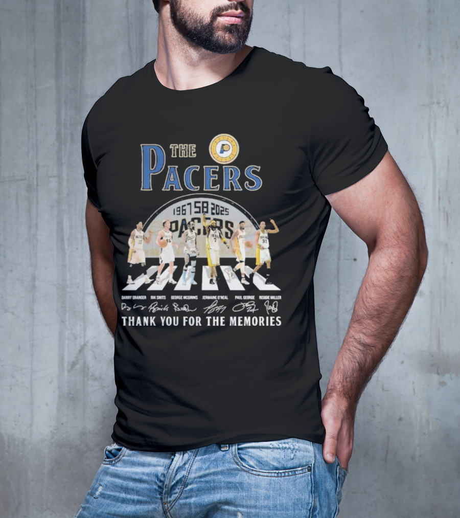 The Pacers 1967-2025 Thank You For The Memories Danny Granger Rik Smits George McGinnis Jermaine O'Neal Paul George Reggie Miller T-Shirt
