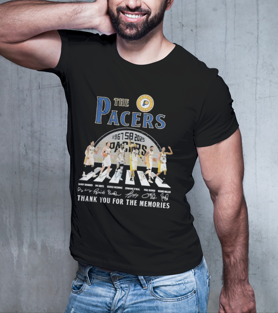 The Pacers 1967-2025 Thank You For The Memories Danny Granger Rik Smits George McGinnis Jermaine O'Neal Paul George Reggie Miller T-Shirt