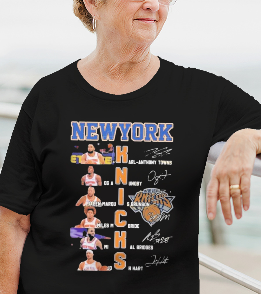 New York Knicks Karl-Anthony Towns OG Anunoby Jalen Brunson Miles McBride Mikal Bridges Josh Hart Signature Players T-Shirt