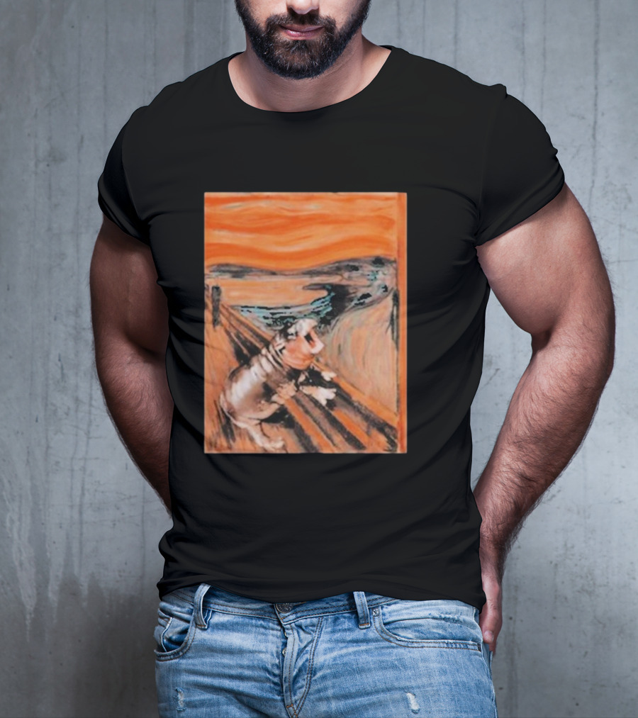 Scared Moo Deng Meme Scream T-Shirt
