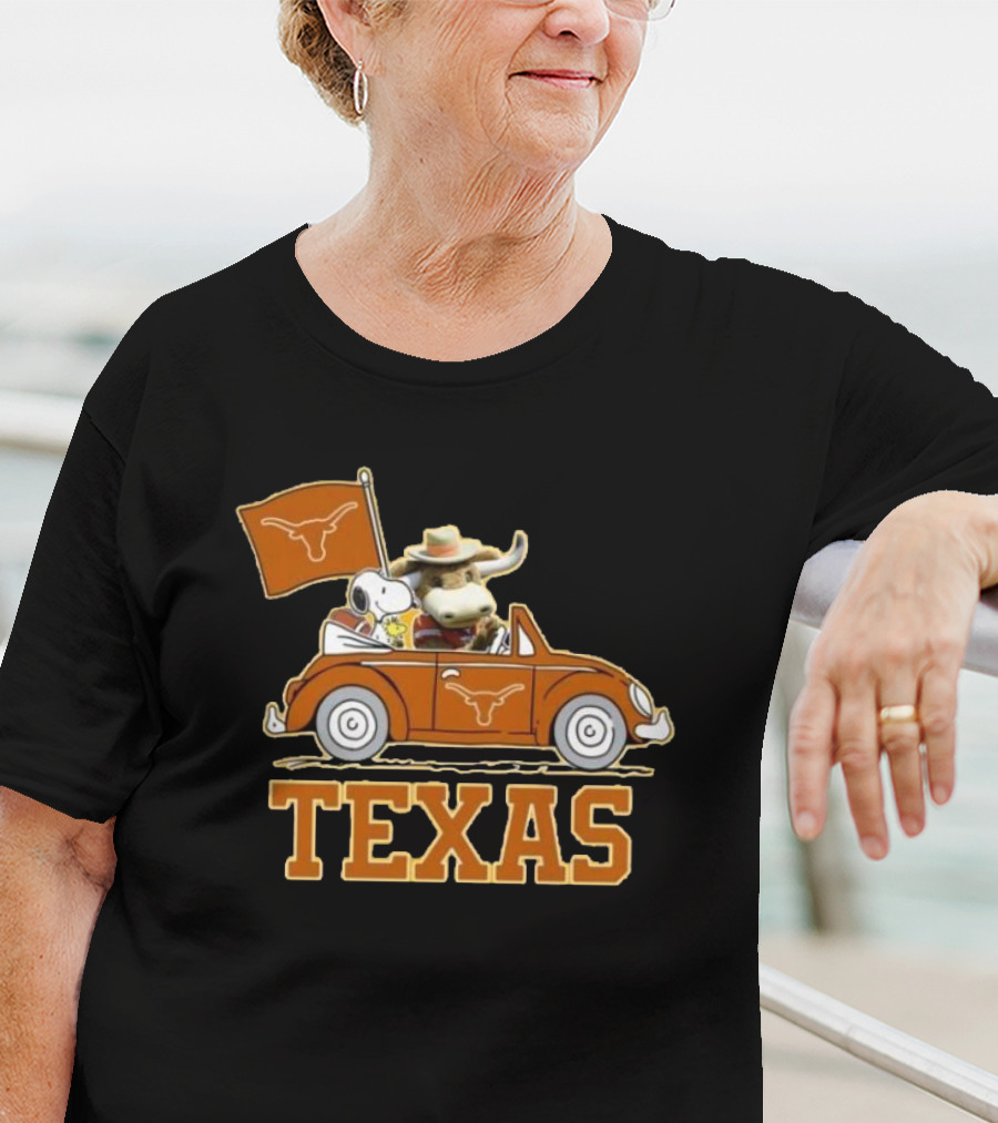 Texas Always Go For All 2D Longhorn Bevo Snoopy Car T-Shirt