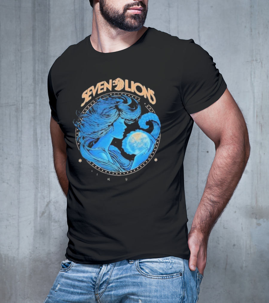 Seven Lions Worlds Apart Celestial Woman Holding Earth T-Shirt