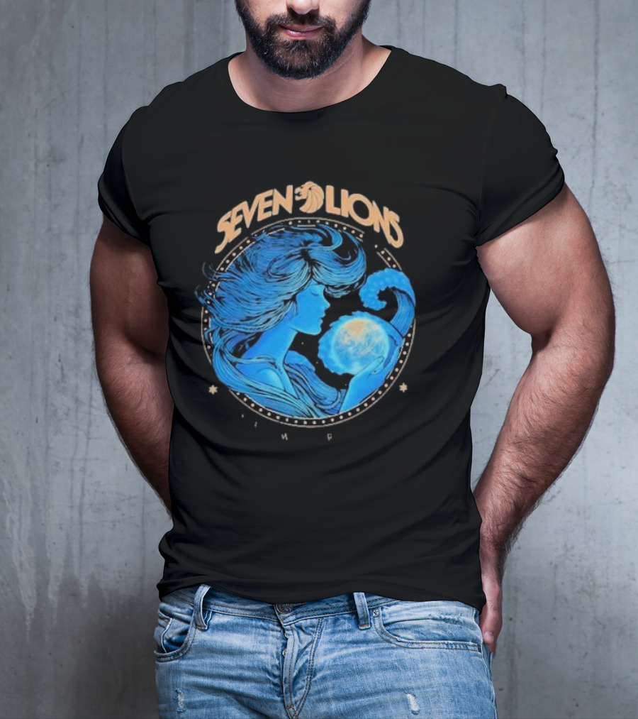 Seven Lions Worlds Apart Celestial Woman Holding Earth T-Shirt