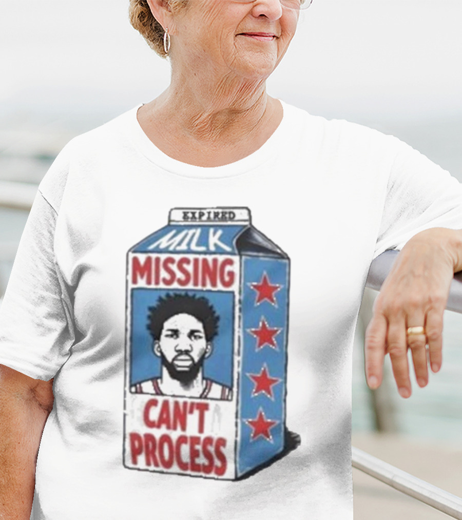 Joel Embiid Expired Milk Carton Missing Can't Process Philly Stars T-Shirt