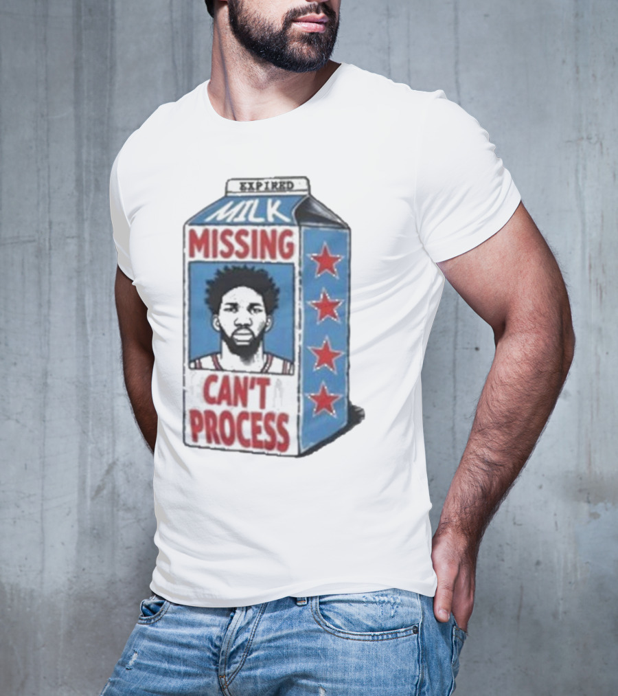 Joel Embiid Expired Milk Carton Missing Can't Process Philly Stars T-Shirt