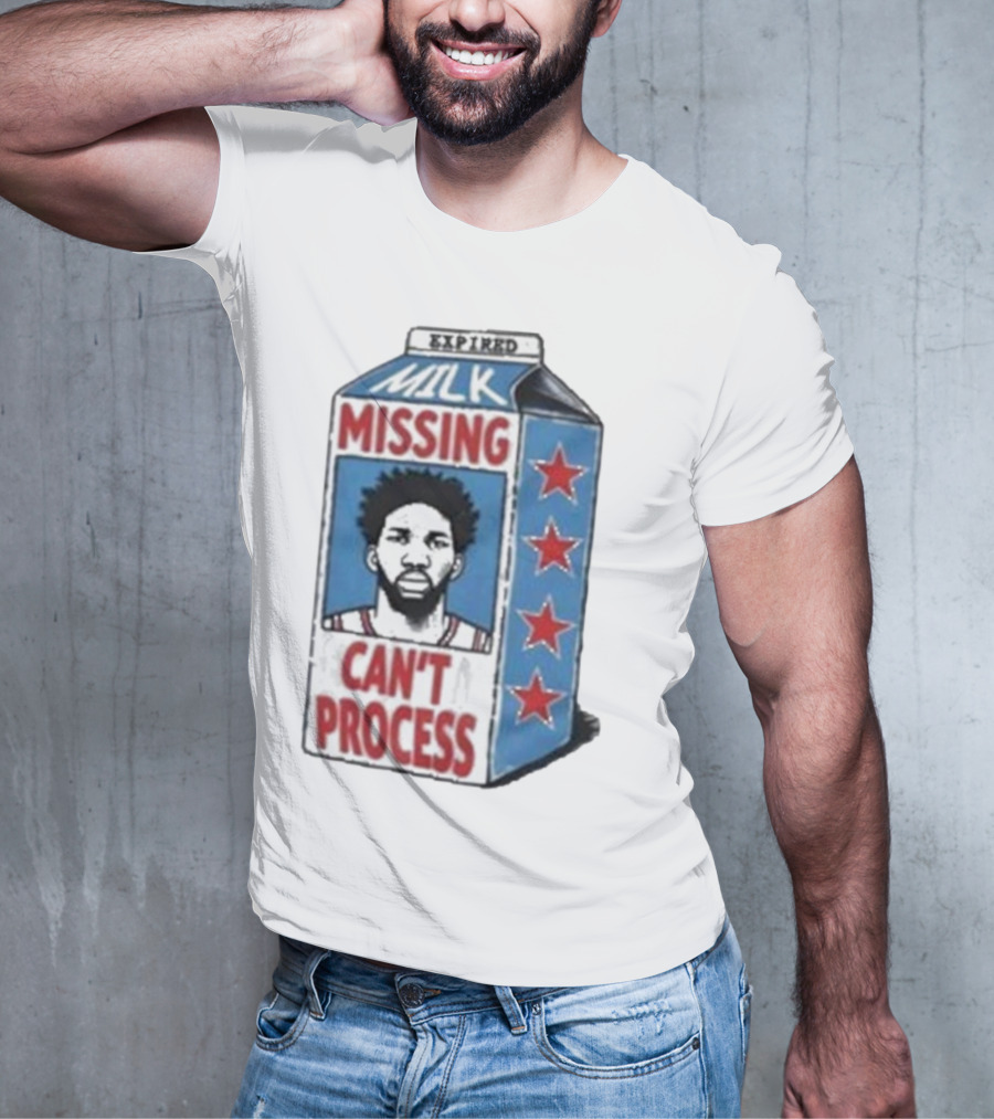 Joel Embiid Expired Milk Carton Missing Can't Process Philly Stars T-Shirt