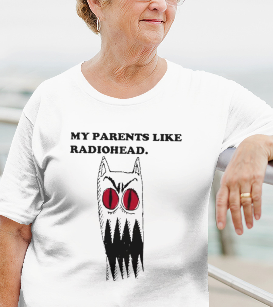 MY PARENTS LIKE RADIOHEAD Red Eyed Monster Drawing T-Shirt