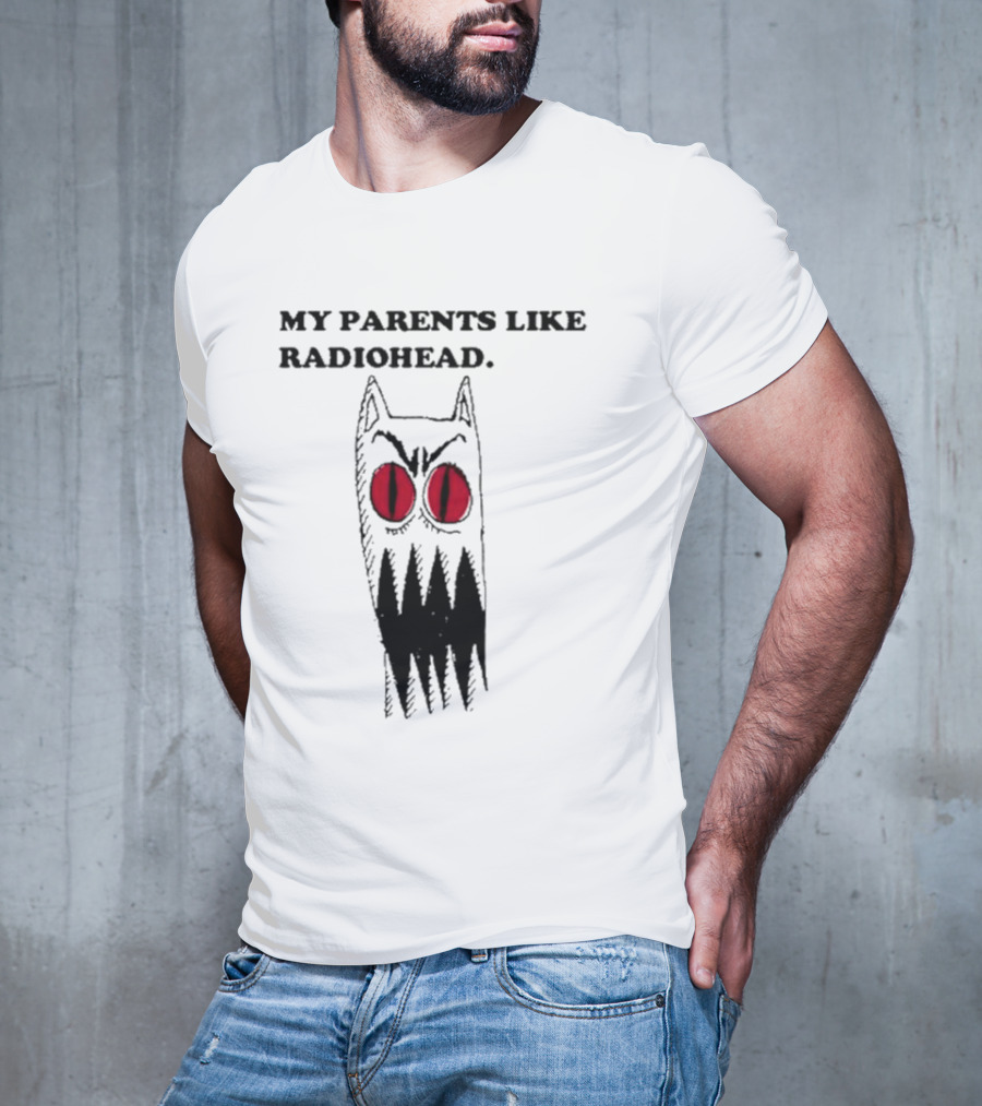 MY PARENTS LIKE RADIOHEAD Red Eyed Monster Drawing T-Shirt