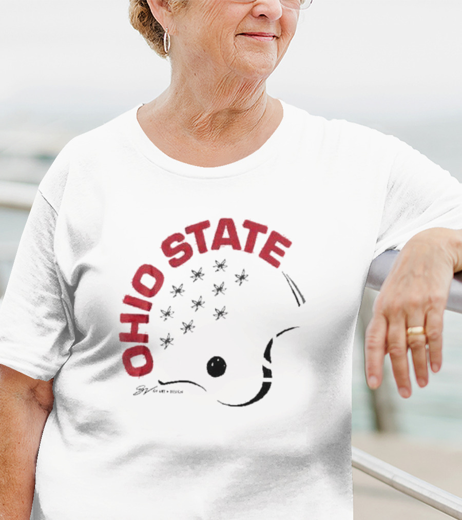 Ohio State Football Helmet Bold Buckeye Leaf T-Shirt