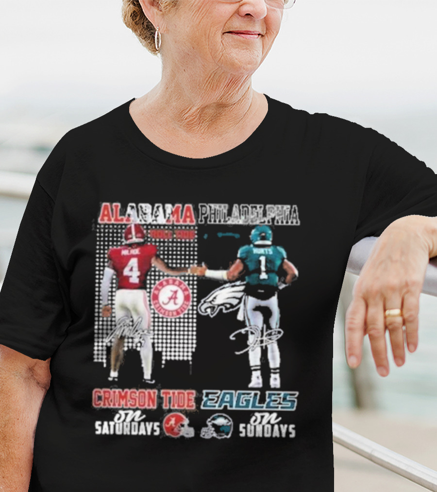 Alabama Crimson Tide Saturdays Philadelphia Eagles Sundays Signature T-Shirt