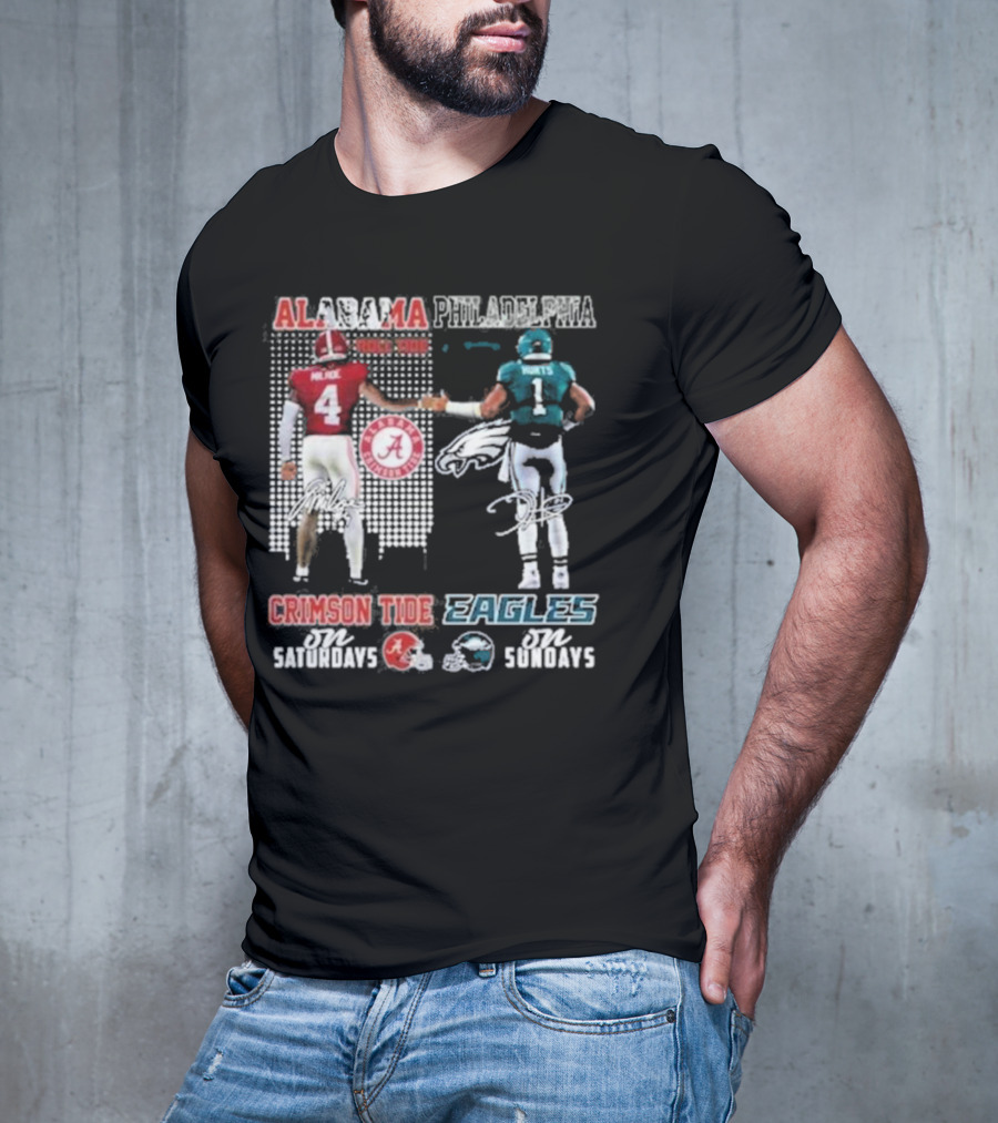 Alabama Crimson Tide Saturdays Philadelphia Eagles Sundays Signature T-Shirt
