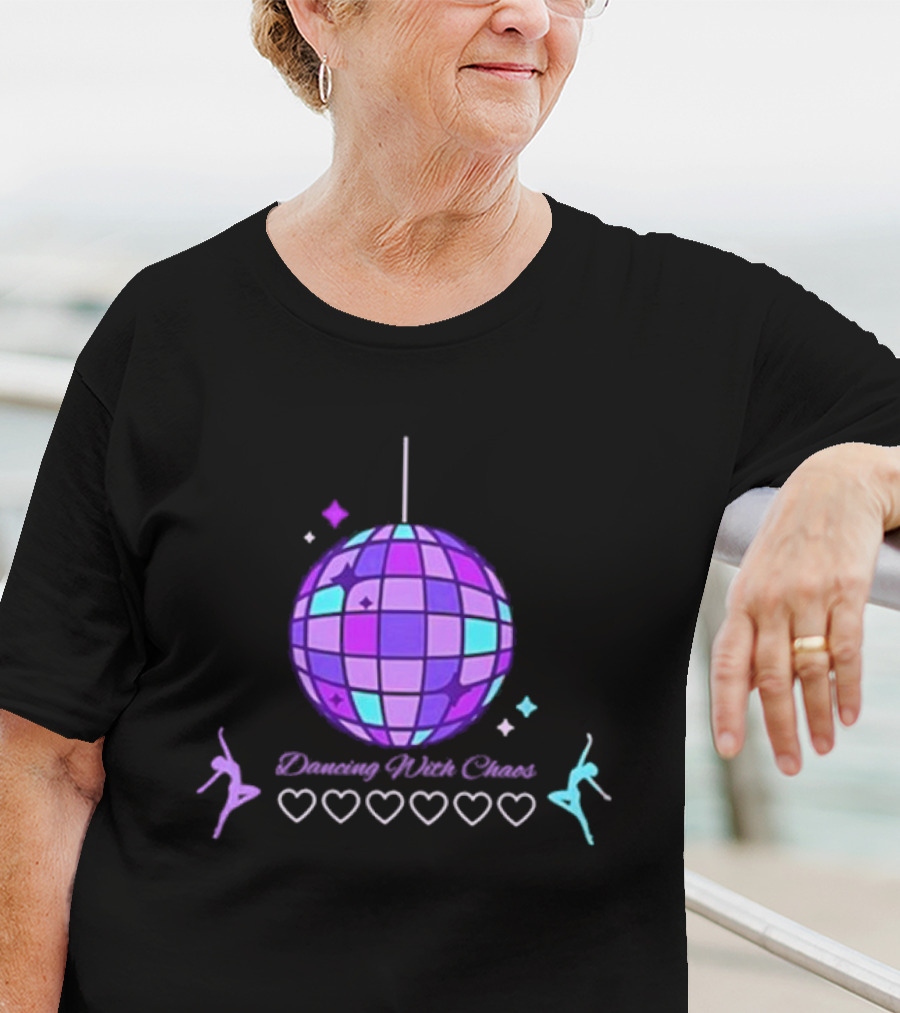 Dancing With Chaos Purple Disco Ball Icons And Dancers T-Shirt