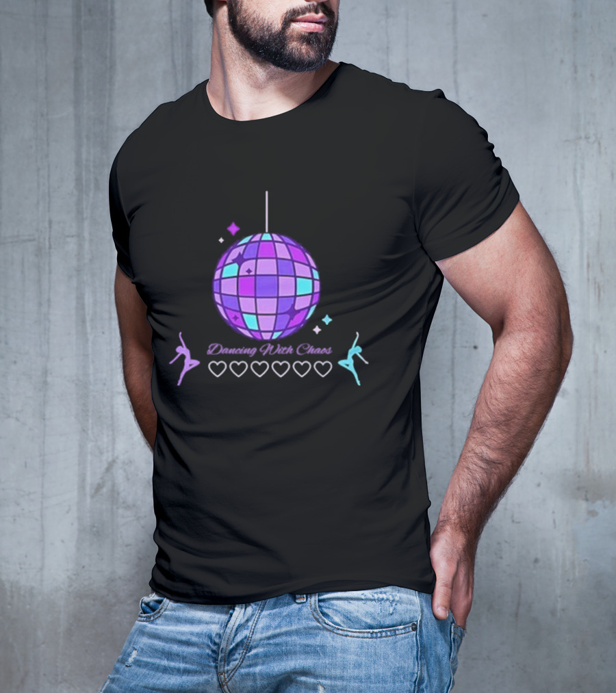 Dancing With Chaos Purple Disco Ball Icons And Dancers T-Shirt