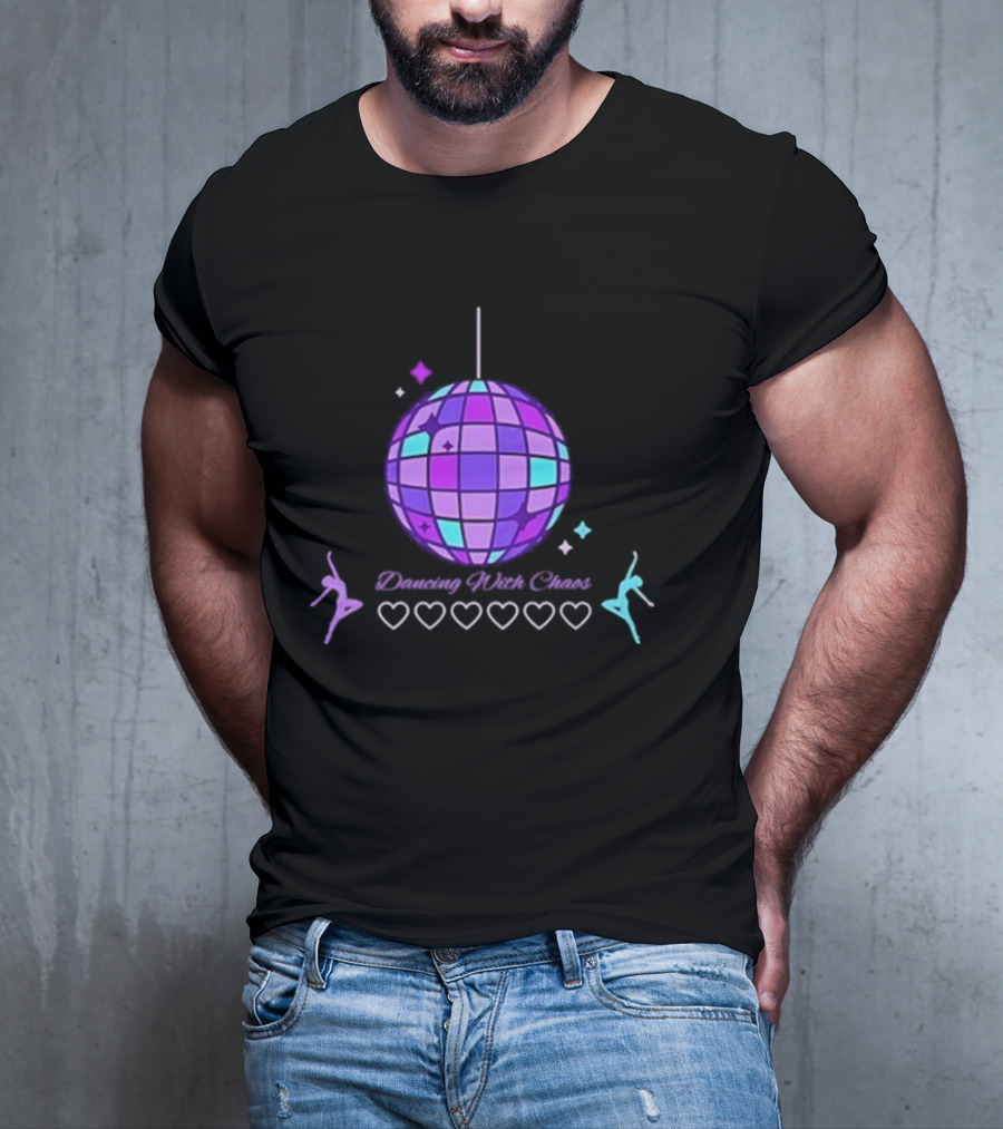 Dancing With Chaos Purple Disco Ball Icons And Dancers T-Shirt