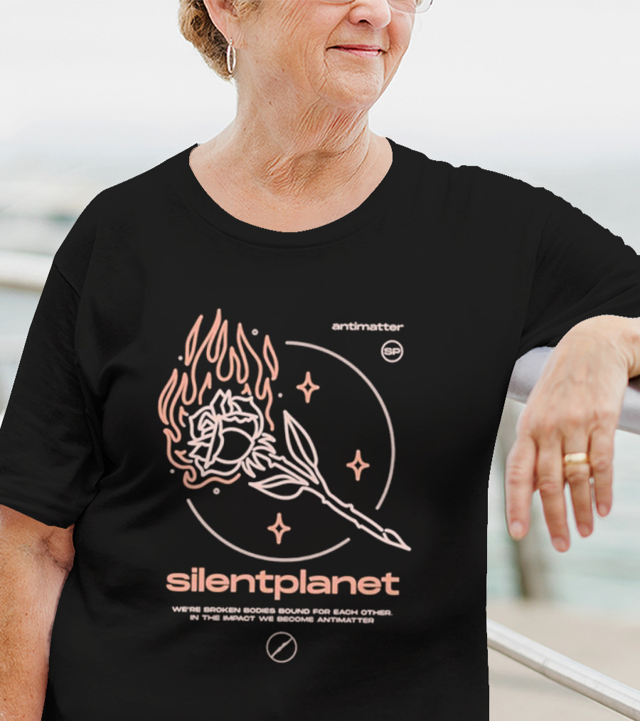 Silent Planet Antimatter Flaming Rose And Stars T-Shirt