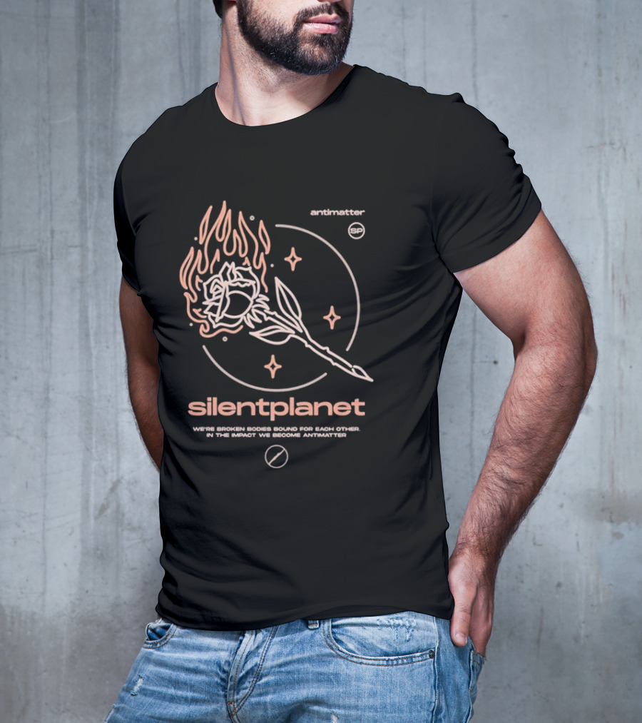 Silent Planet Antimatter Flaming Rose And Stars T-Shirt