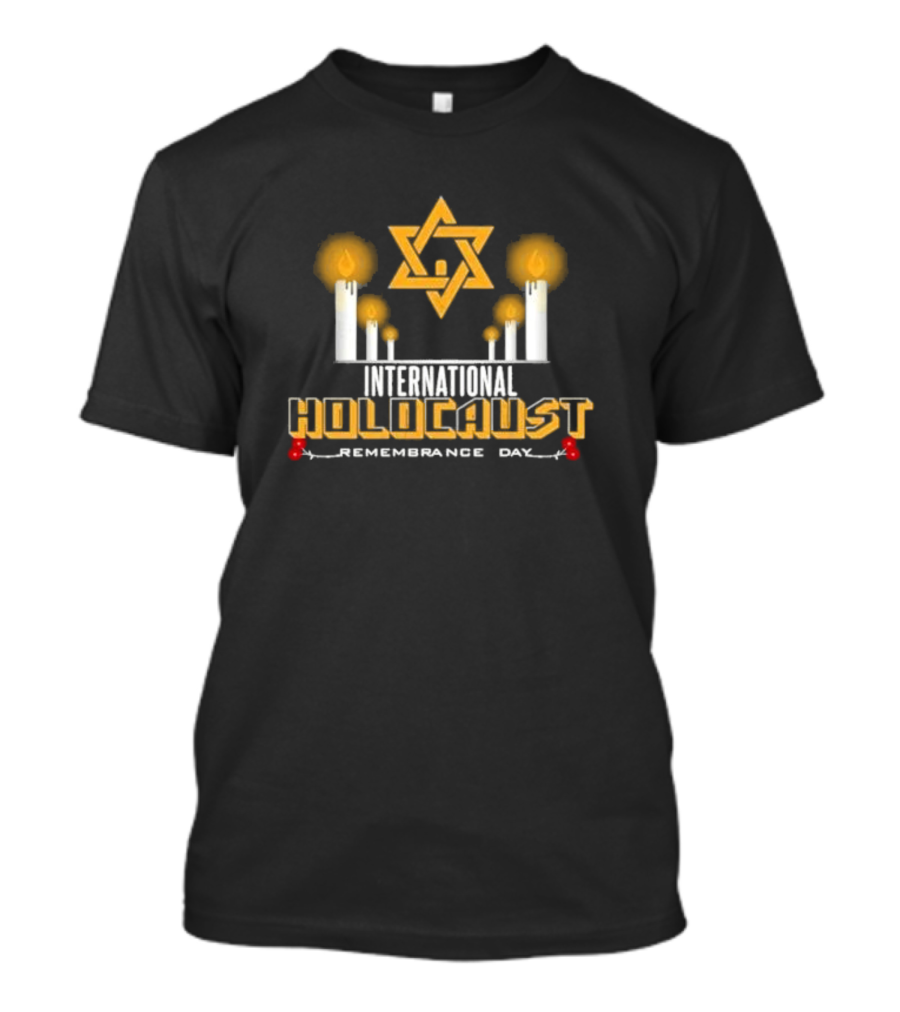 International Holocaust Remembrance Day Star Of David Candle Memorial T-Shirt