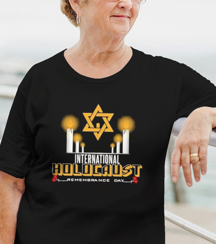 International Holocaust Remembrance Day Star Of David Candle Memorial T-Shirt