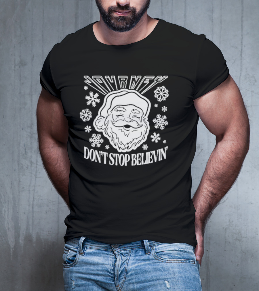 Journey Santa Don't Stop Believin' Snowflakes Holiday Tour T-Shirt