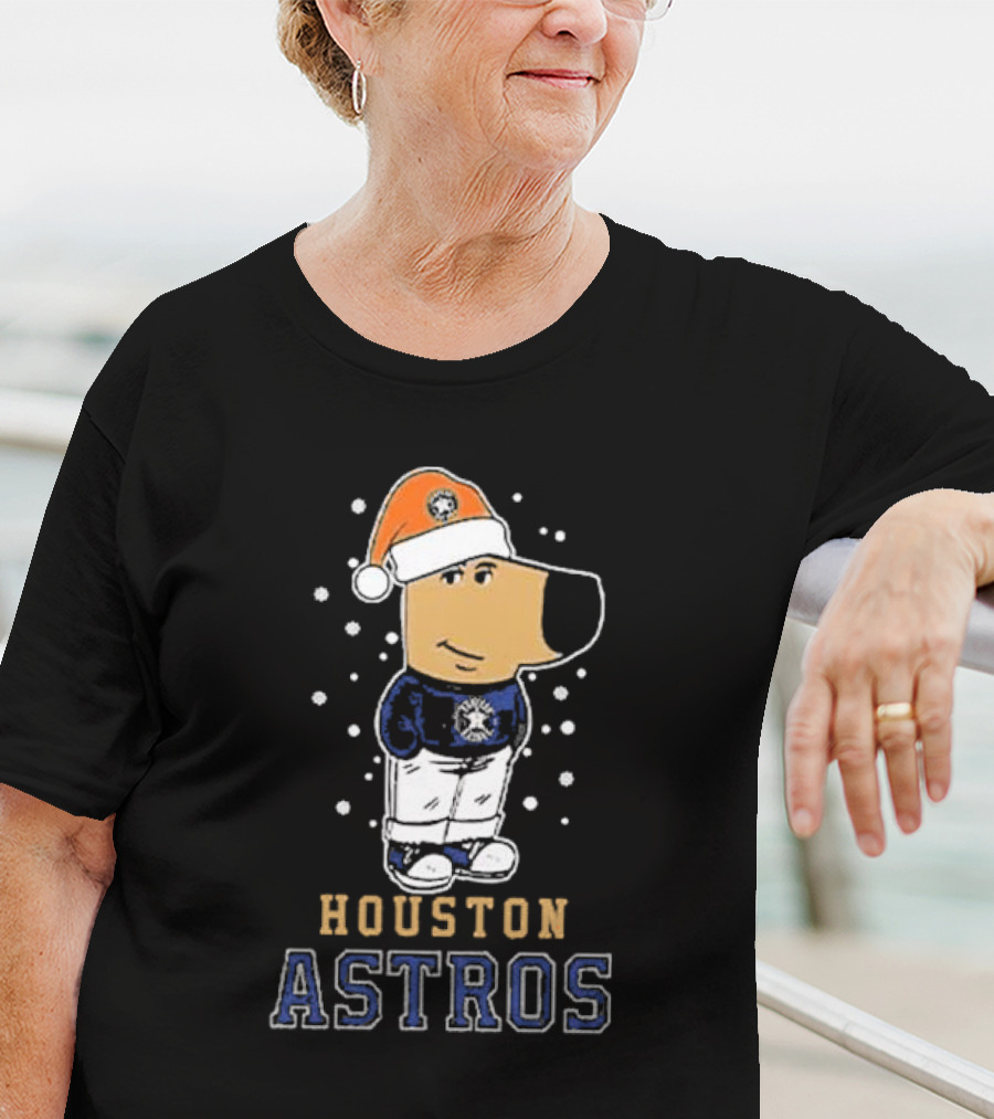 Houston Astros Christmas Santa Dog Mascot T-Shirt