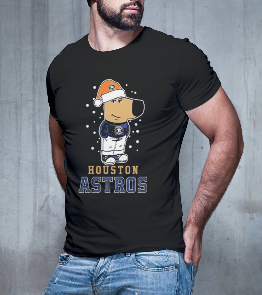 Houston Astros Christmas Santa Dog Mascot T-Shirt