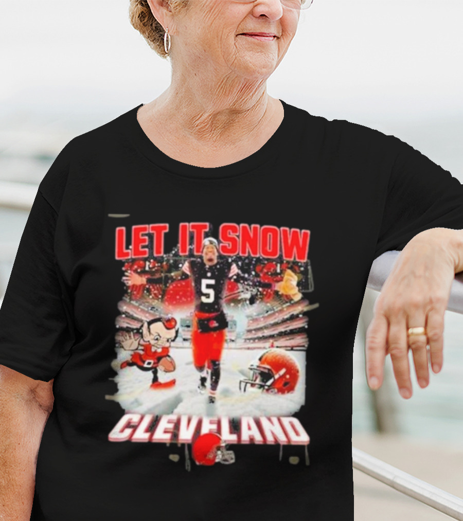 LET IT SNOW CLEVELAND BROWNS FOOTBALL HELMET T-Shirt