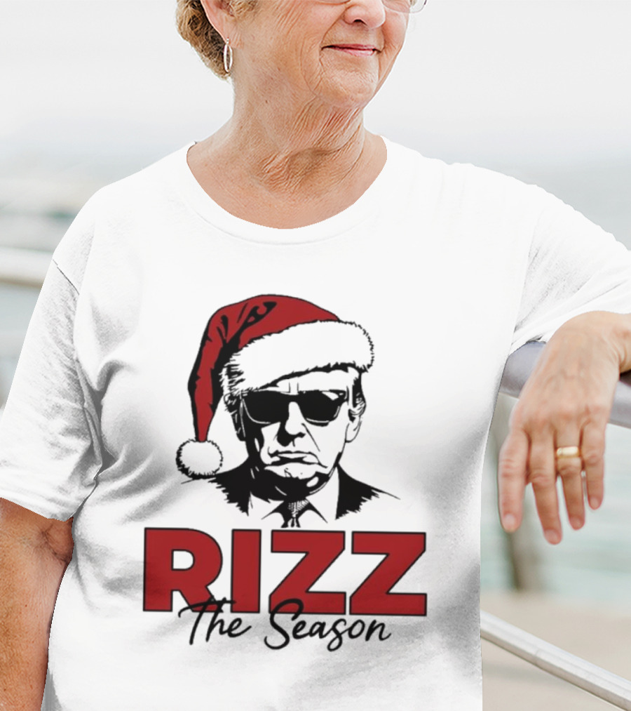Rizz The Season Santa Hat Sunglasses Christmas T-Shirt