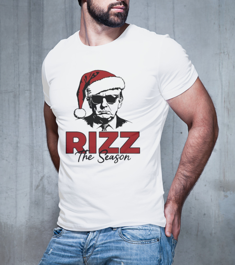 Rizz The Season Santa Hat Sunglasses Christmas T-Shirt