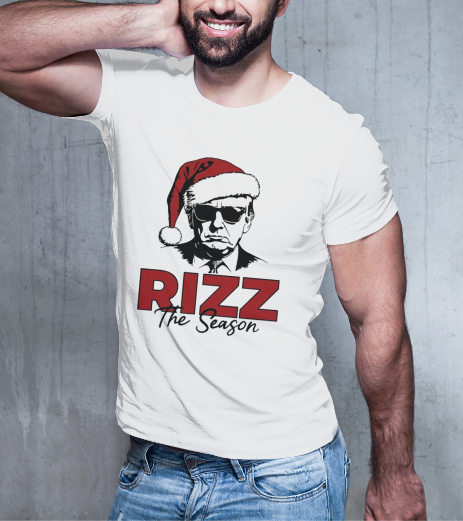 Rizz The Season Santa Hat Sunglasses Christmas T-Shirt