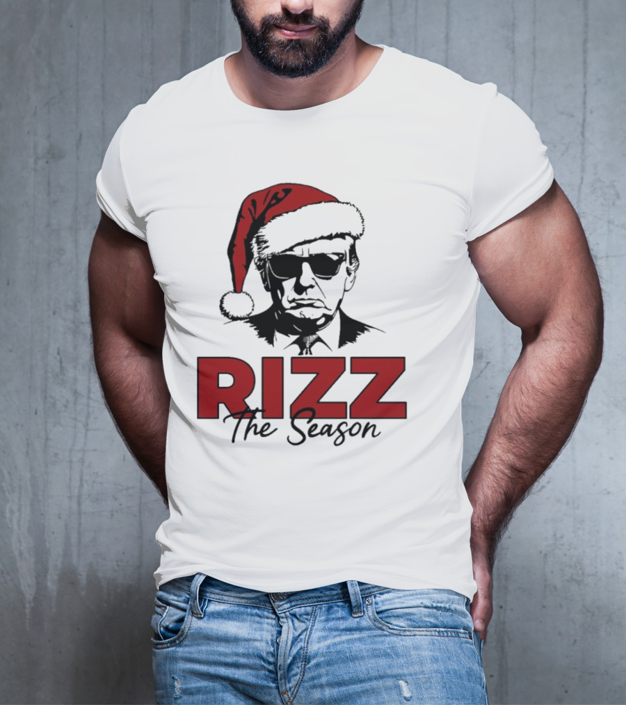Rizz The Season Santa Hat Sunglasses Christmas T-Shirt