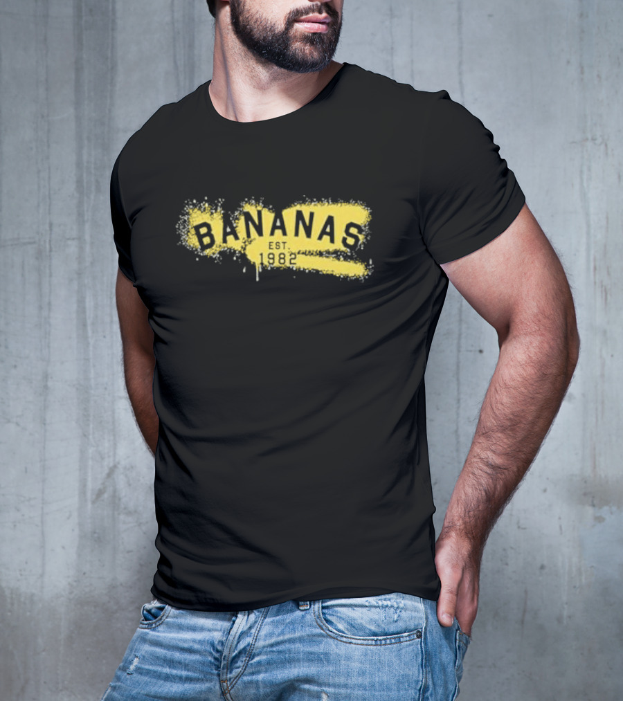 Bananas Est 1982 Vintage Graffiti Style Yellow Brushstroke T-Shirt