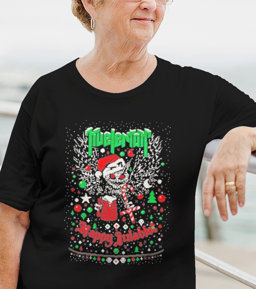 Kvelertak Happy Julablot Christmas Sweater Santa Skull Wings Holiday T-Shirt