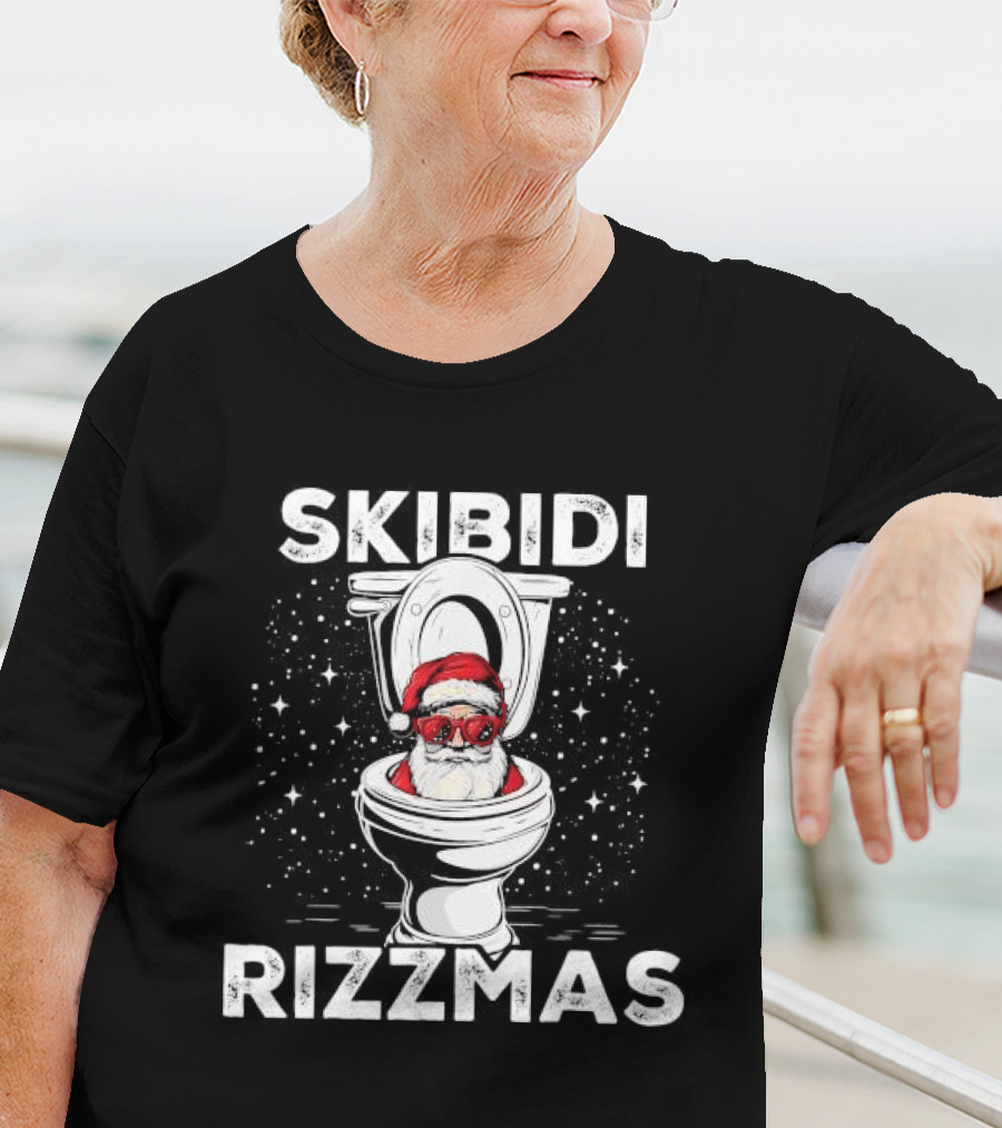 Skibidi Rizzmas Toilet Santa White Elephant Christmas T-Shirt