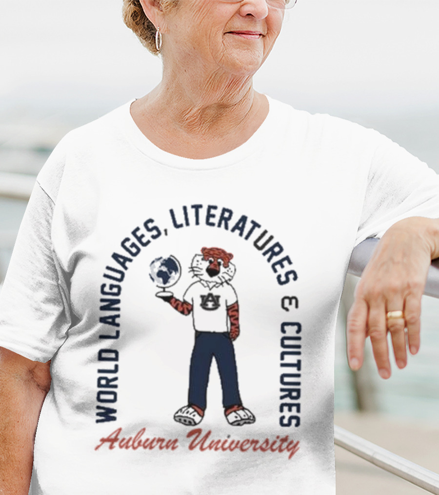 Auburn University World Languages Literatures And Cultures Aubie With Globe T-Shirt