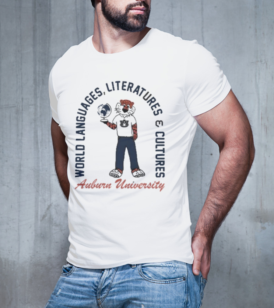Auburn University World Languages Literatures And Cultures Aubie With Globe T-Shirt