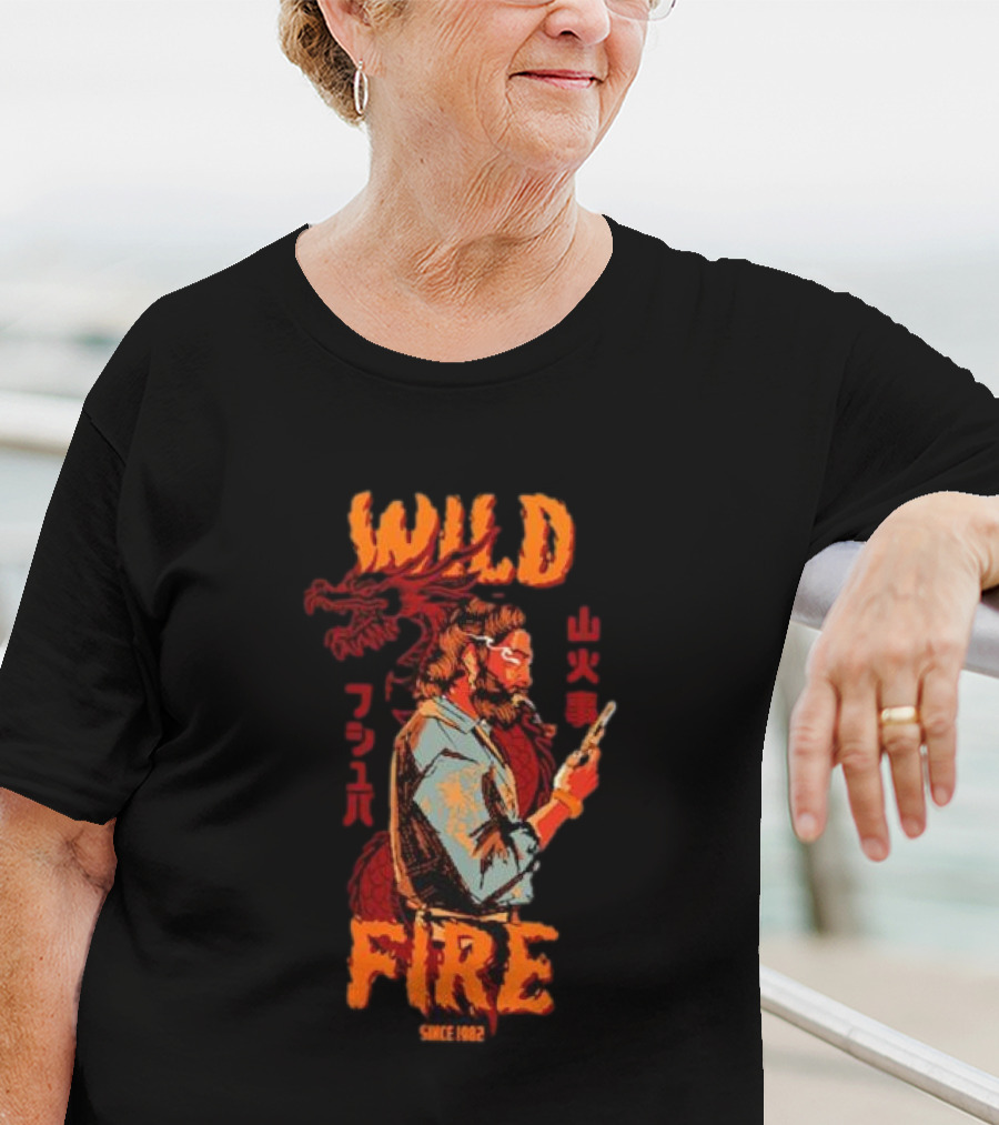 WILD FIRE SINCE 1982 Dragon And Man T-Shirt