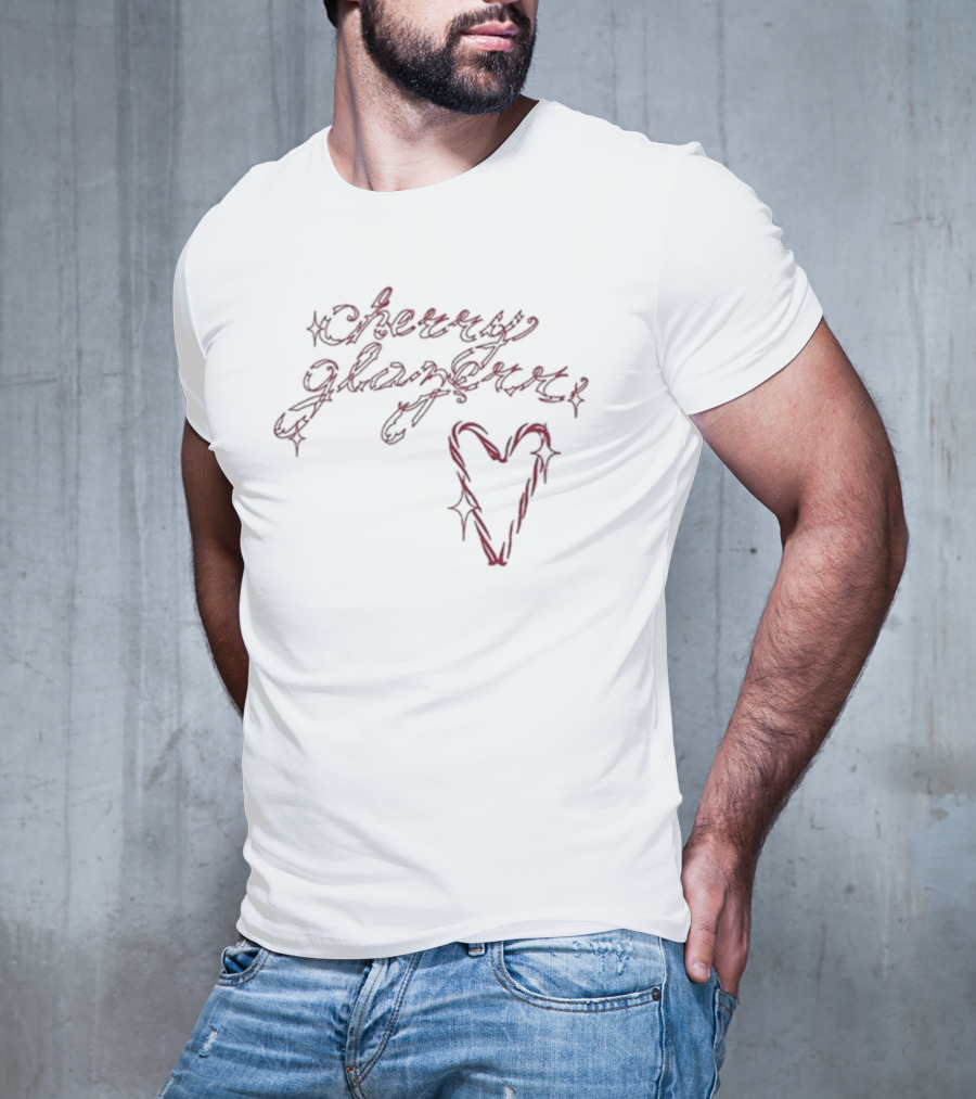 Cherry Glazerr Candy Cane Heart Sparkle Lettering T-Shirt
