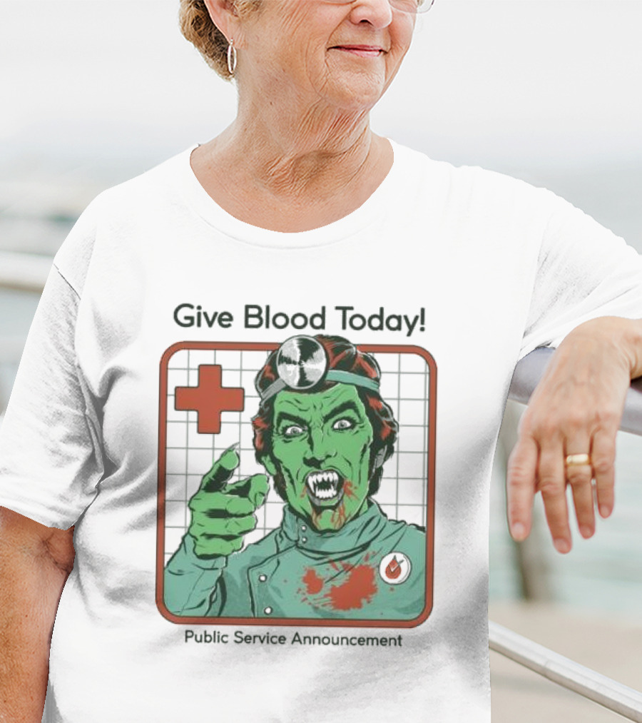 Give Blood Today Public Service Announcement Zombie Doctor T-Shirt