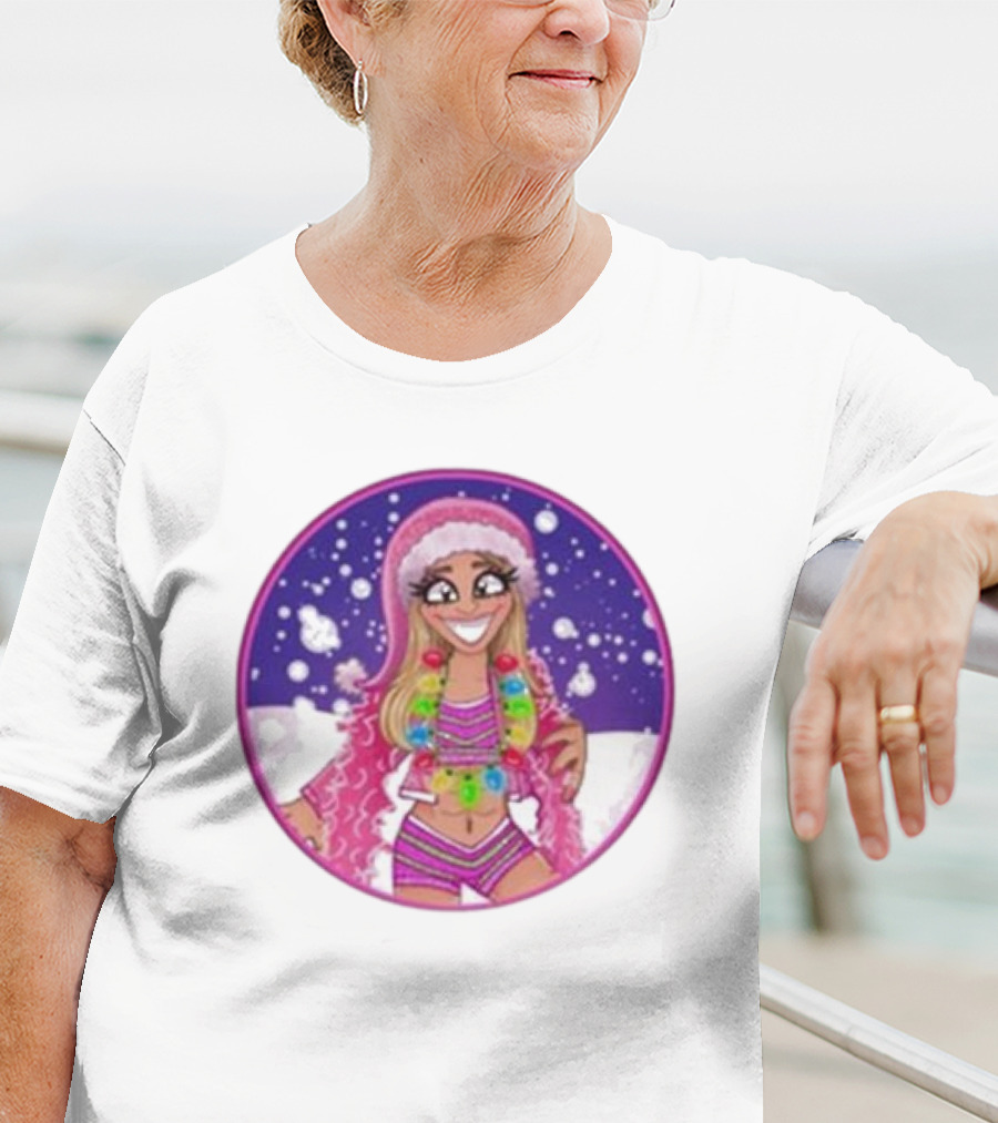 Merry Brittmas Wrestling Funny Christmas Outfit Santa Hat Cartoon T-Shirt